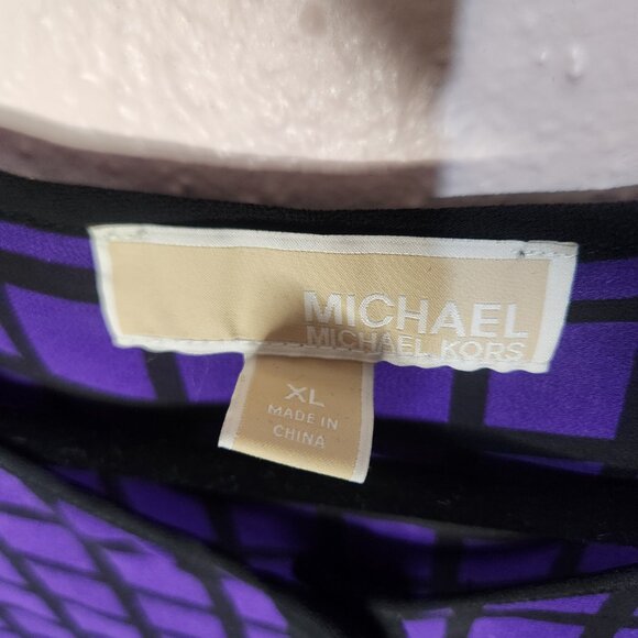 Michael Kors Sheer Purple and Black Dress Blouse with Zipper Accents Size XLarge - Picture 4 of 16